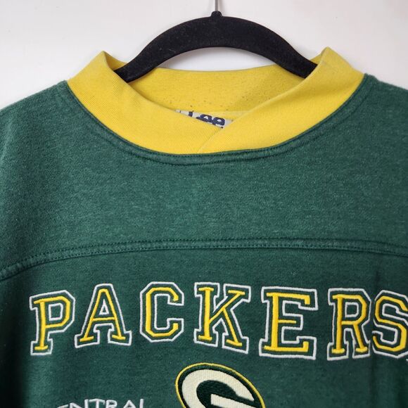 VTG 90s Green Bay Packers Sweater Men L Green Embroidered NFL Retro Colorblock - Picture 2 of 12